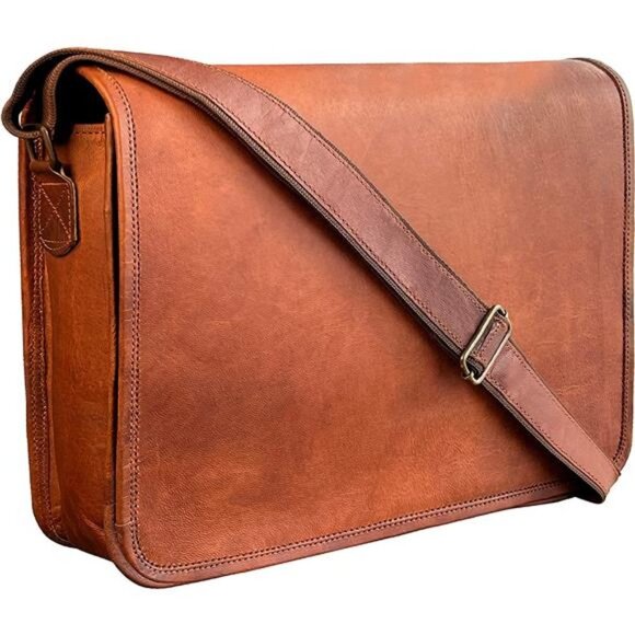 14 inch Vintage Crossbody Genuine Leather 13.3-inch Laptop Messenger Bag